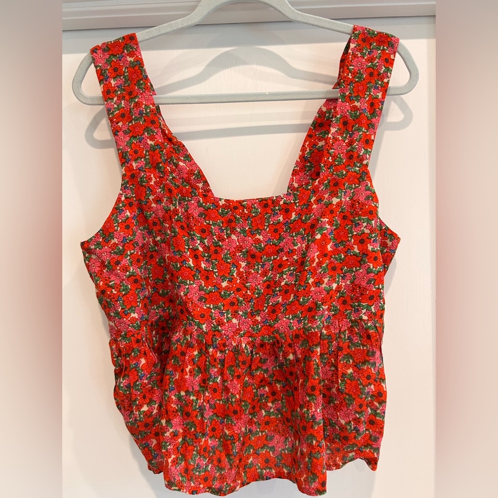 Natural Life Floral Red Sleeveless Top - Picture 2 of 7